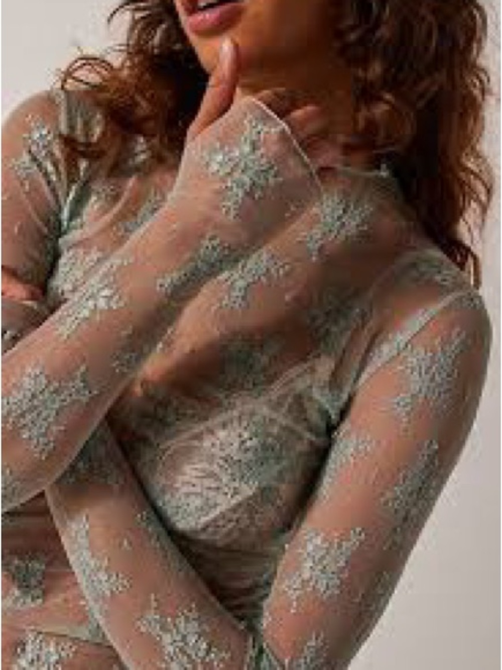 Free People Lady Lux  Sheer Long Sleeve Layering Top